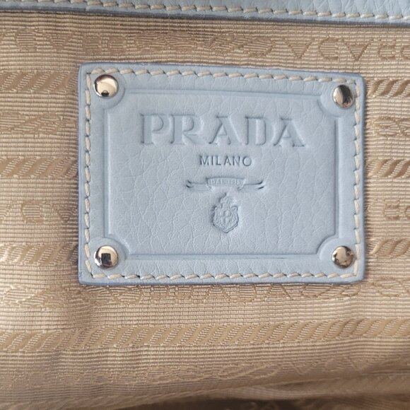 PRADA Light Blue Leather Bowler Handbag - Picture 16 of 16